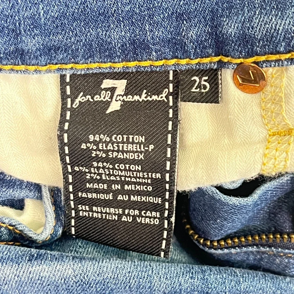 7 For All Mankind The Ankle Skinny‎ Jeans Womens 25 Blue Denim Cotton Stretch